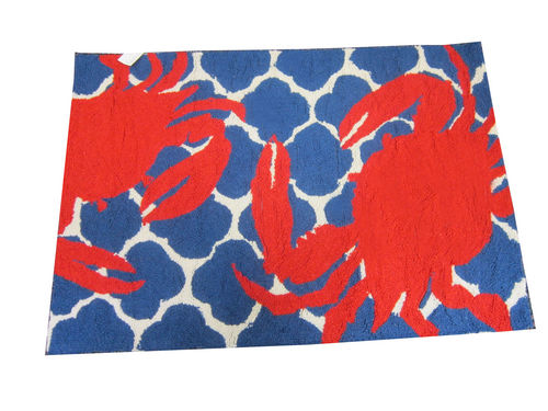 (image for) Hand Hooked Red Crab Rug 2 x 3